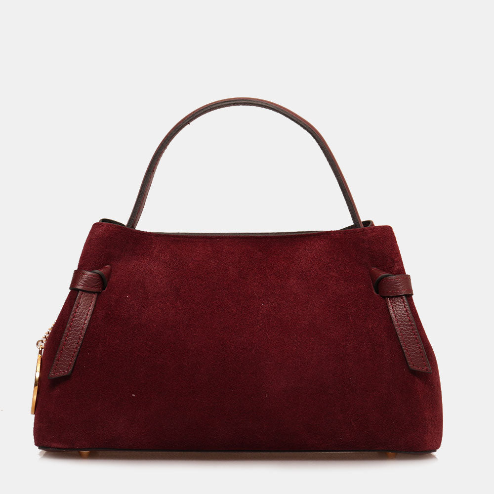 Borsa a Mano VIAVERDI in Camoscio Bordeaux Made in Italy linea Castiglione