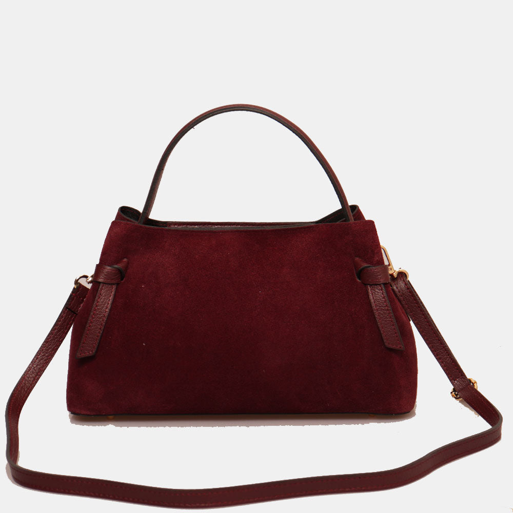 Borsa a Mano VIAVERDI in Camoscio Bordeaux Made in Italy linea Castiglione