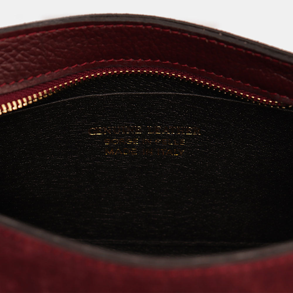 Borsa a Mano VIAVERDI in Camoscio Bordeaux Made in Italy linea Castiglione