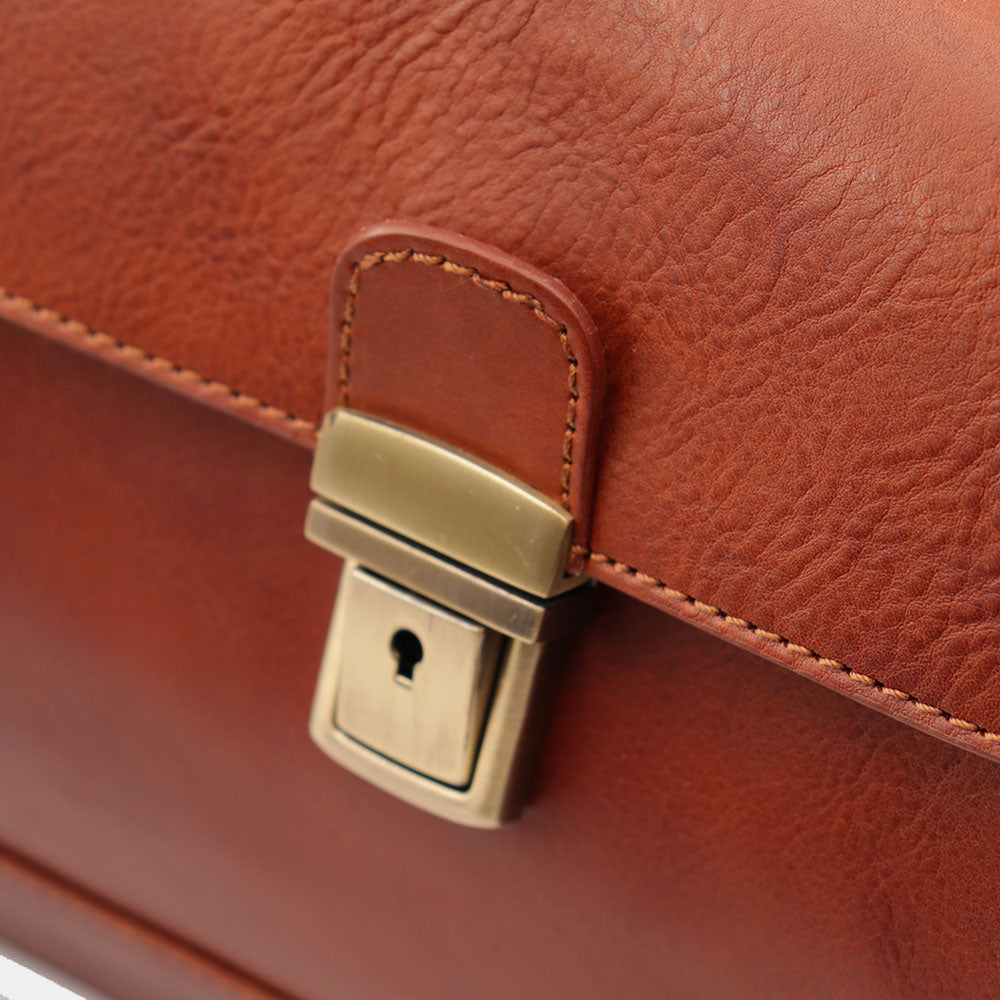 Borsa Medico Classica in Pelle color Cuoio VIAVERDI Made in Italy linea Firenze