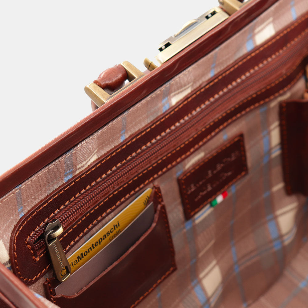 Borsa Medico Classica in Pelle Marrone VIAVERDI Made in Italy linea Firenze