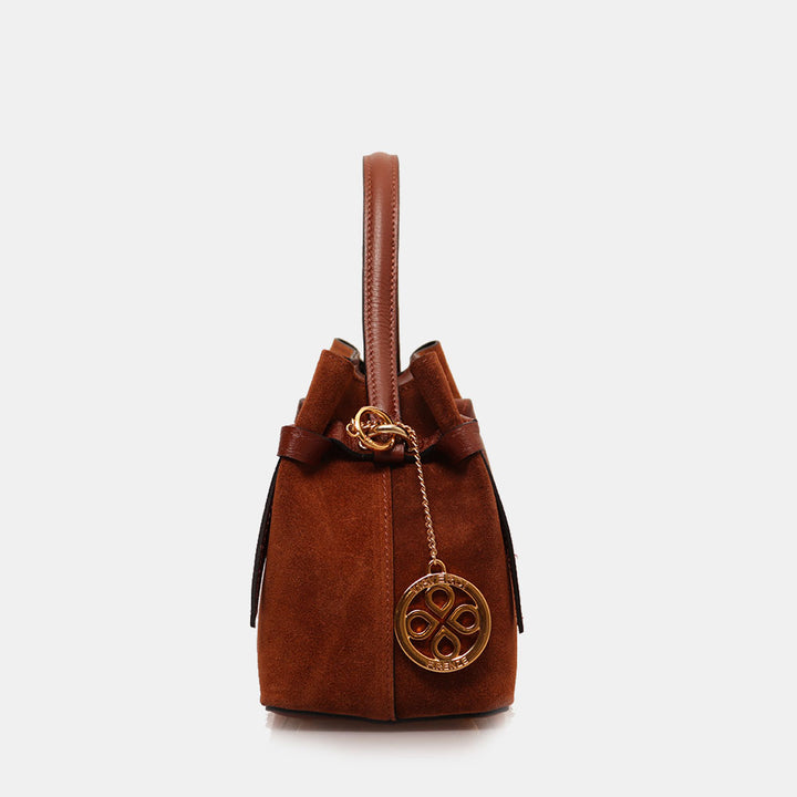 Borsa a Mano VIAVERDI in Camoscio Marrone Made in Italy linea Castiglione