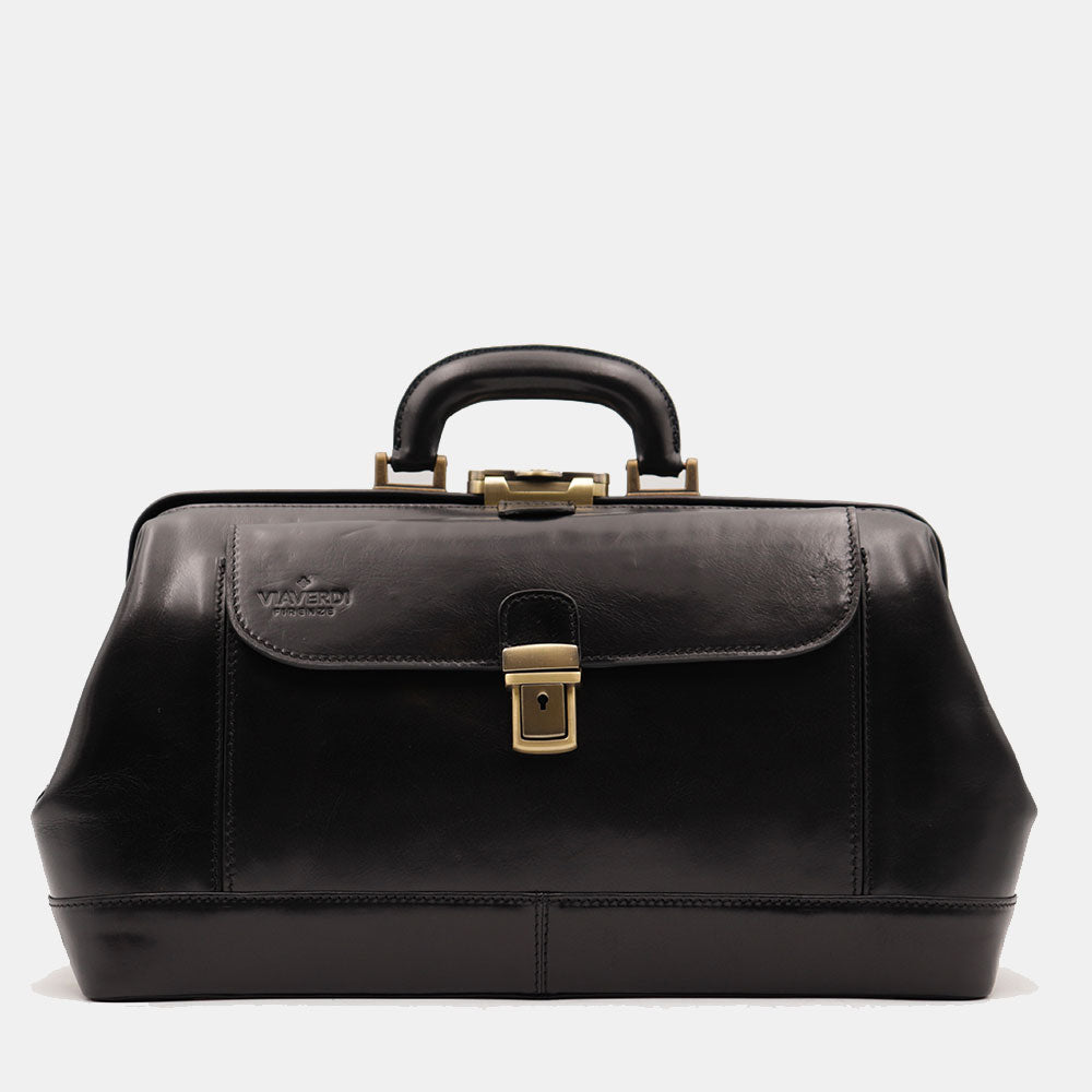 Borsa Medico Classica in Pelle Nera VIAVERDI Made in Italy linea Firenze