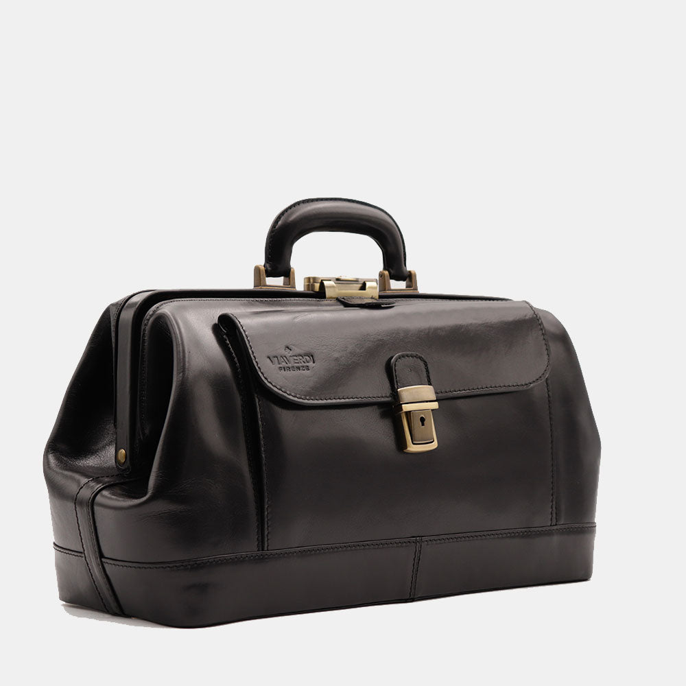 Borsa Medico Classica in Pelle Nera VIAVERDI Made in Italy linea Firenze