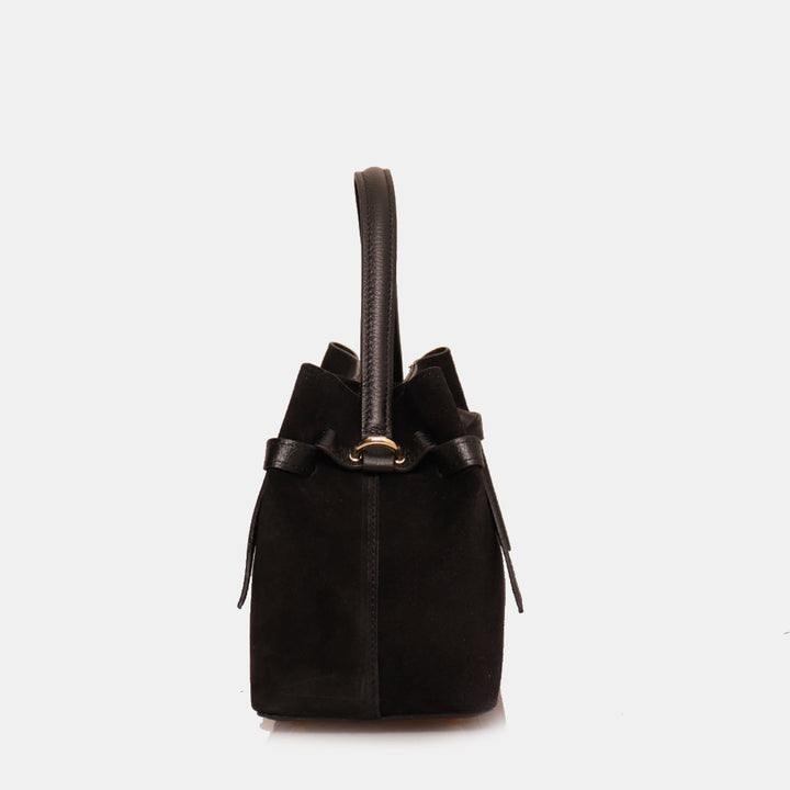 Borsa a Mano VIAVERDI in Camoscio Nera Made in Italy linea Castiglione