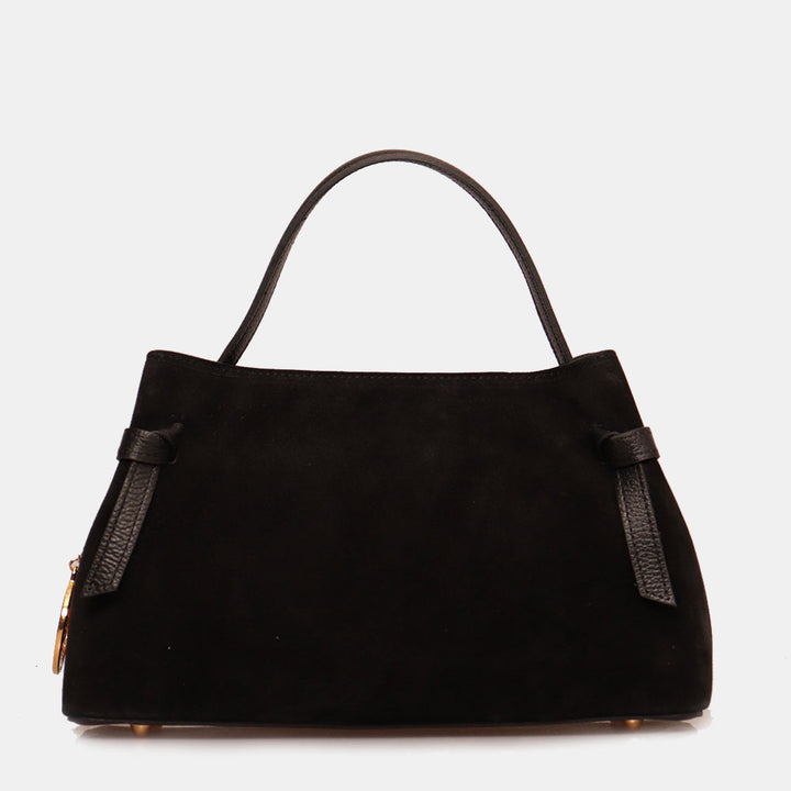 Borsa a Mano VIAVERDI in Camoscio Nera Made in Italy linea Castiglione