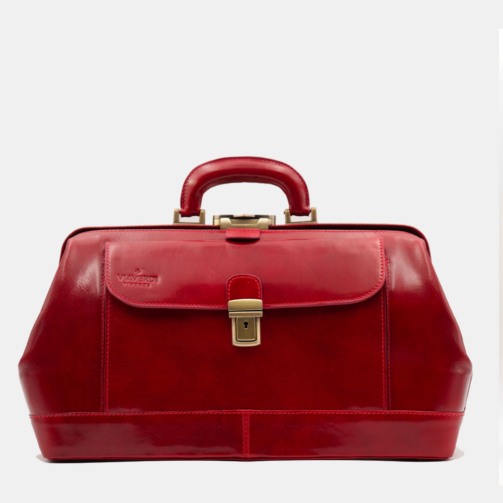 Borsa Medico Classica in Pelle Rossa VIAVERDI Made in Italy linea Firenze