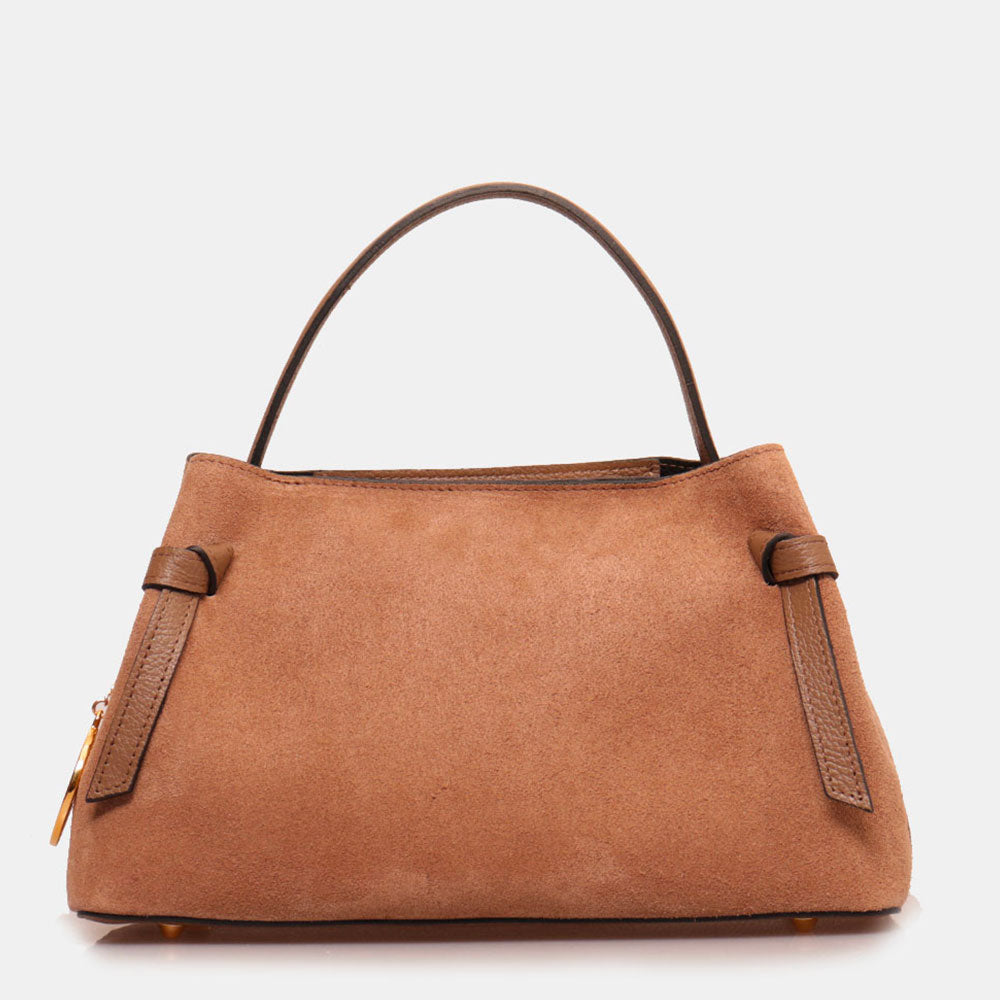 Borsa a Mano VIAVERDI in Camoscio colore Taupe Made in Italy linea Castiglione