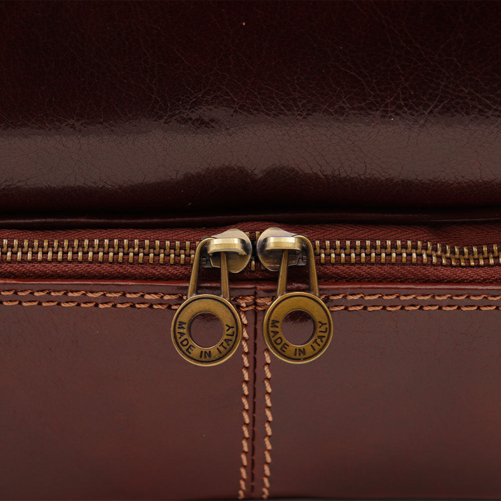 Brown Leather Doctor's Bag VIAVERDI Made in Italy Florence Line