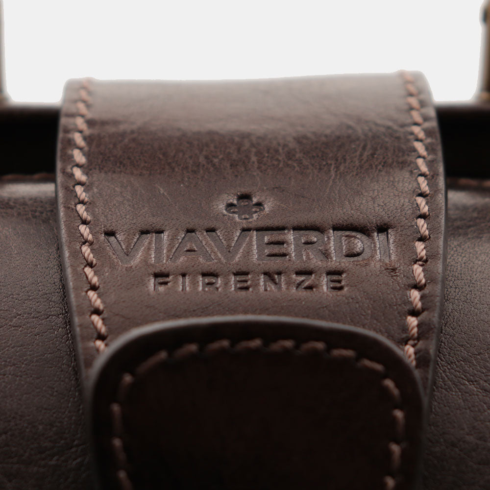 VIAVERDI Made in Italy Dark Brown Leather Doctor's Bag, Florence Line