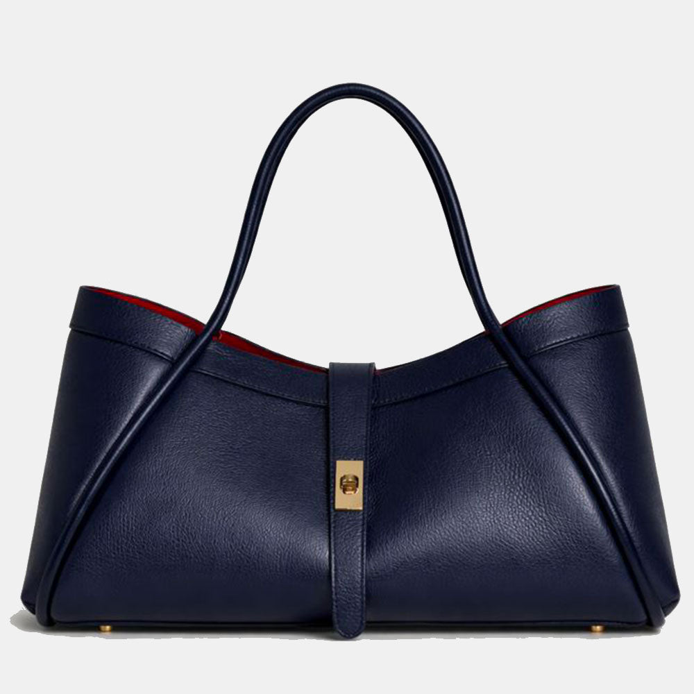 Borsa Donna a Spalla VIAVERDI in Pelle Blu Made in Italy linea Cortona