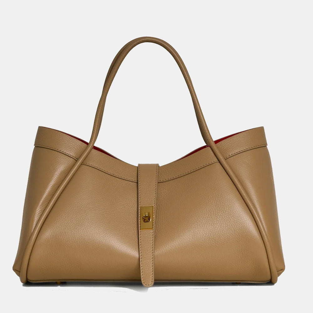 Borsa Donna a Spalla VIAVERDI in Pelle Taupe Made in Italy linea Cortona