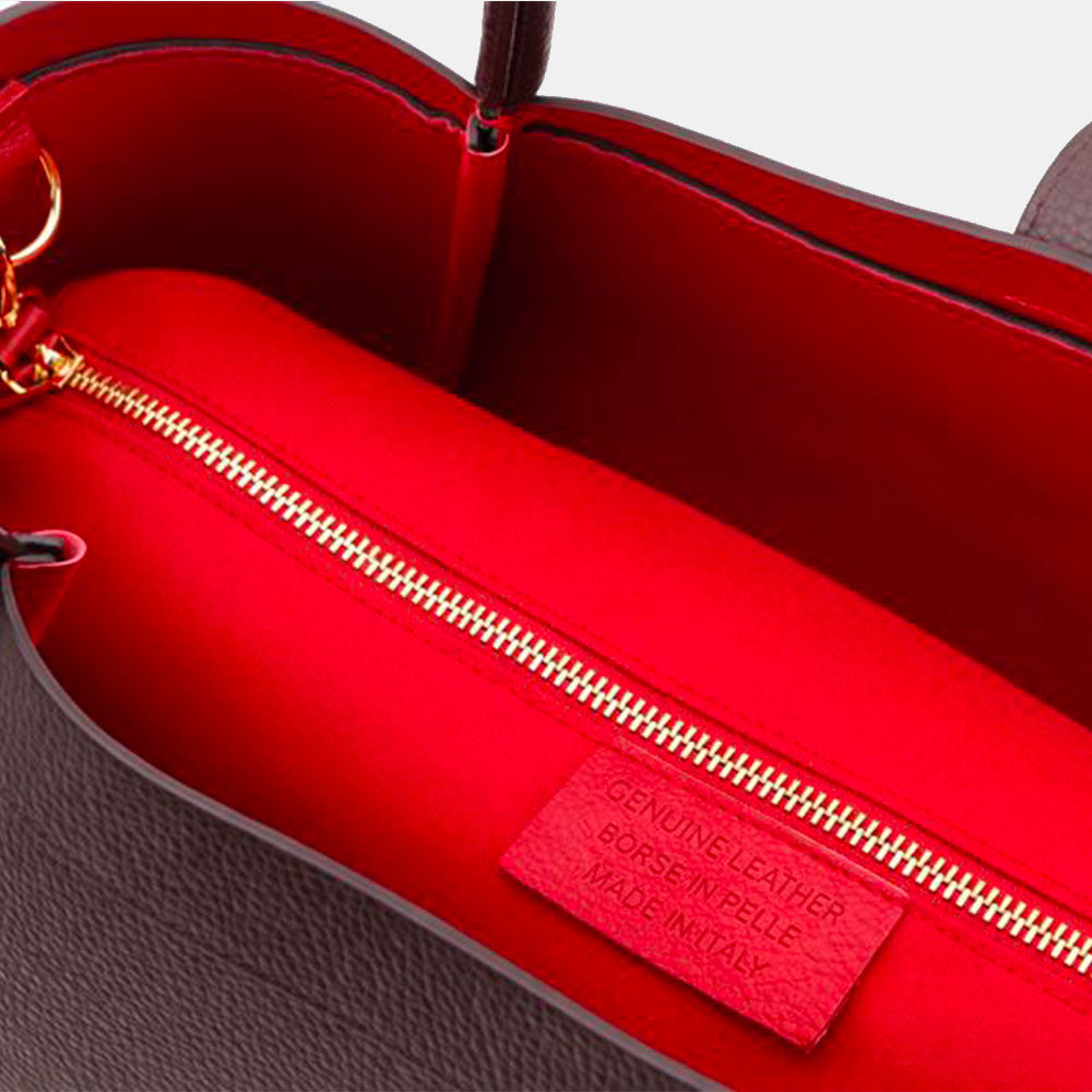 VIAVERDI Women's Shoulder Bag in Dark Brown Leather Made in Italy, Cortona Line