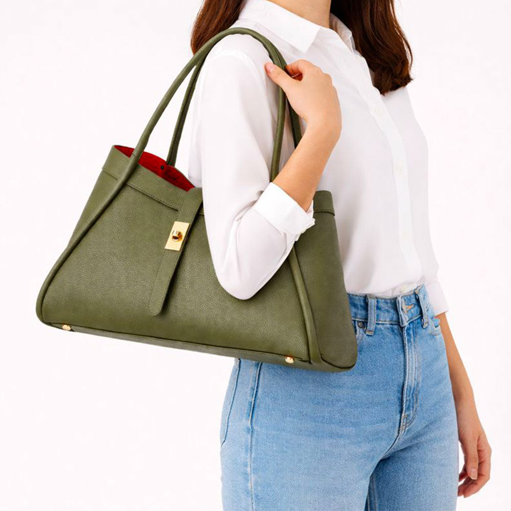 Borsa Donna a Spalla VIAVERDI in Pelle Verde Made in Italy linea Cortona