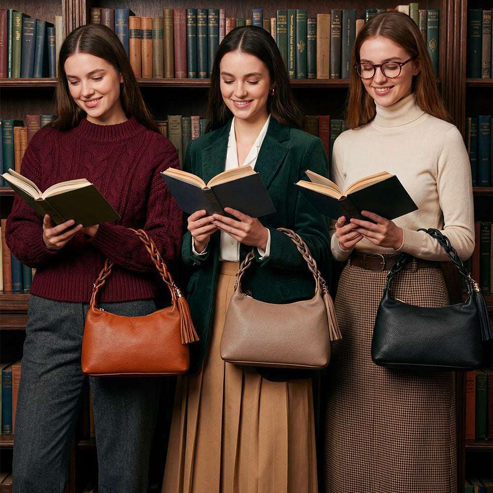 Borsa Donna a Mano con Tracolla VIAVERDI in Pelle Taupe Made in Italy linea Castiglione