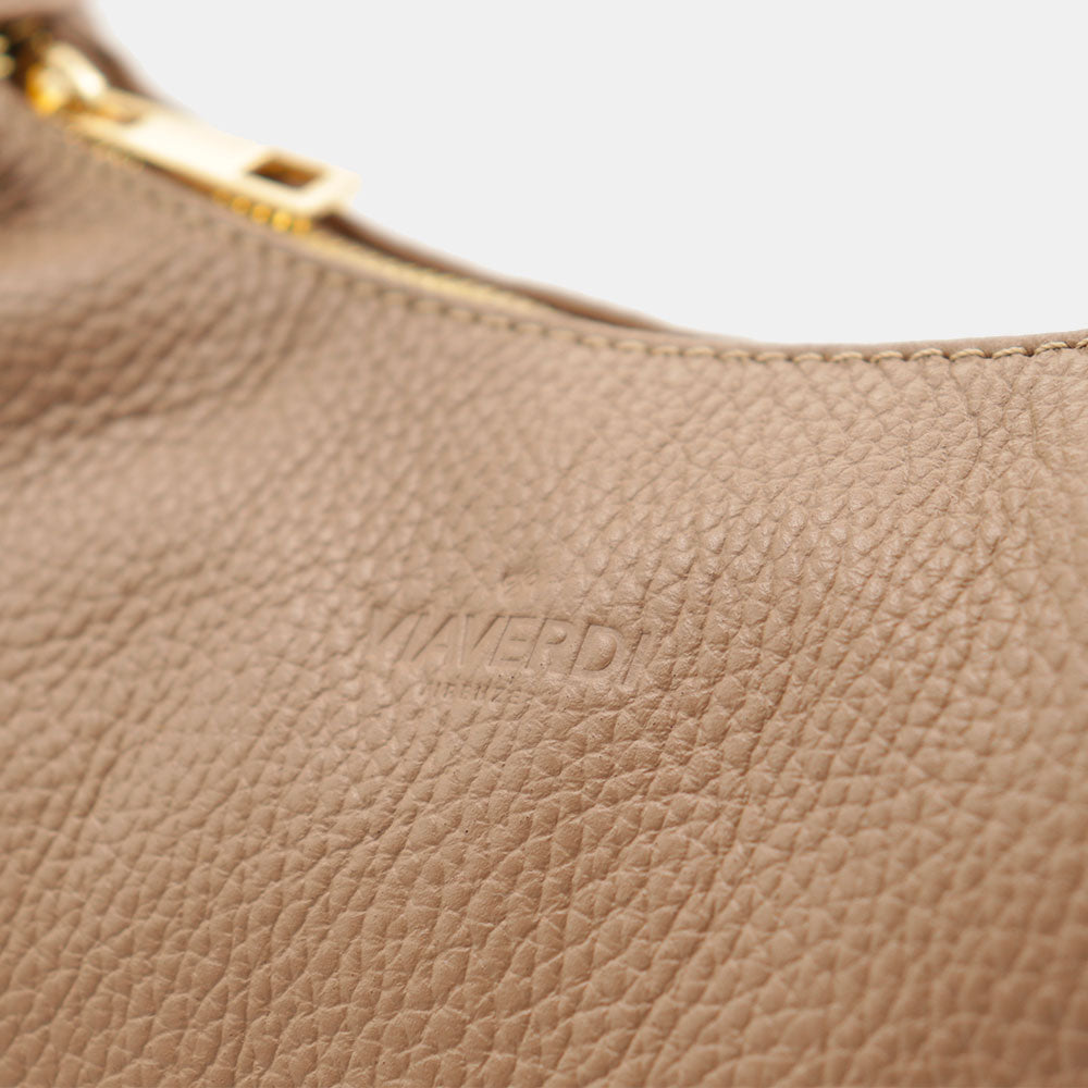 Borsa Donna a Mano con Tracolla VIAVERDI in Pelle Taupe Made in Italy linea Castiglione