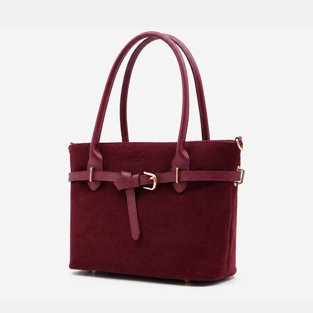 Borsa a Spalla VIAVERDI in Camoscio Bordeaux Made in Italy linea Castiglione