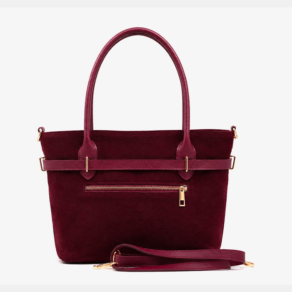 Borsa a Spalla VIAVERDI in Camoscio Bordeaux Made in Italy linea Castiglione