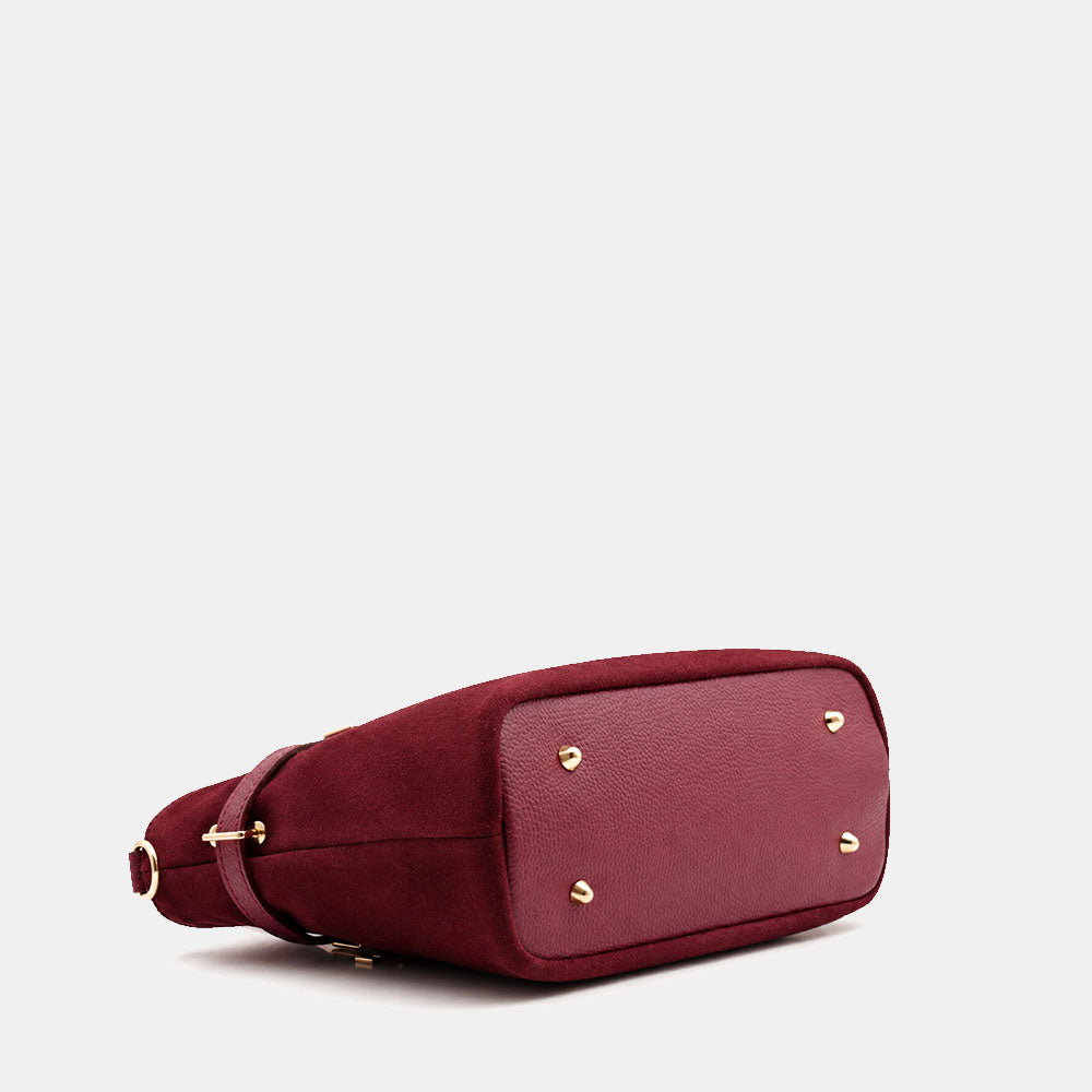 Borsa a Spalla VIAVERDI in Camoscio Bordeaux Made in Italy linea Castiglione