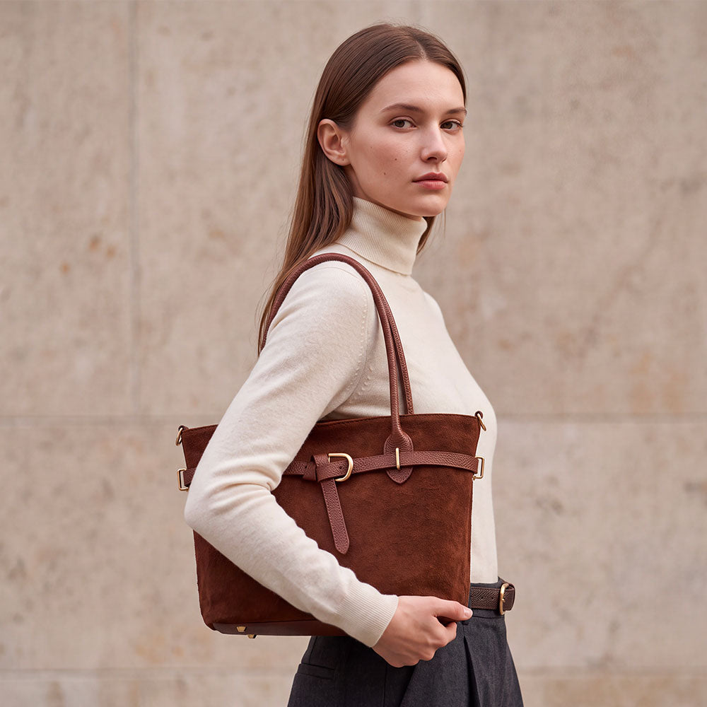 ViaVerdi Shoulder Bag in Brown Suede Made in Italy – Castiglione Line
