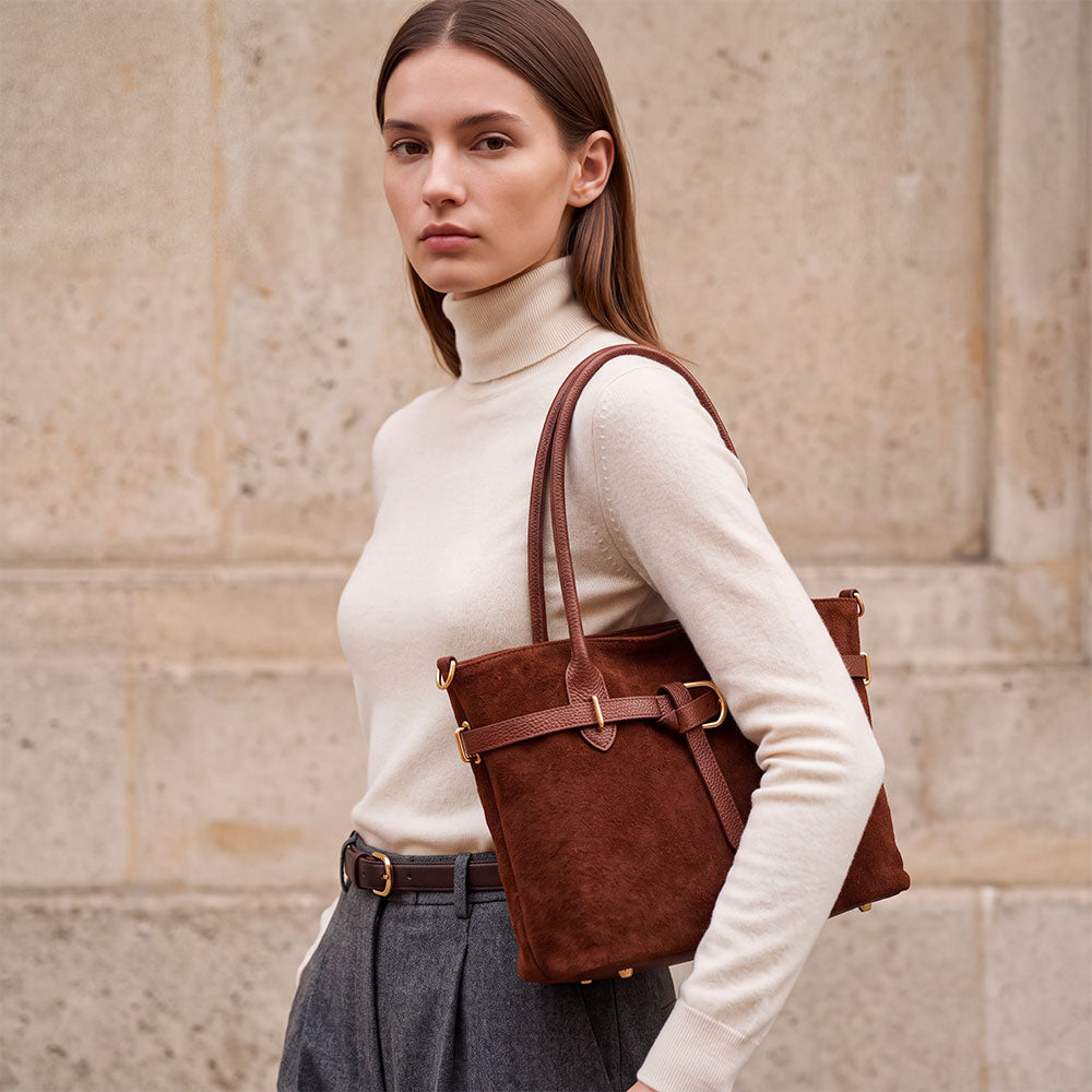 ViaVerdi Shoulder Bag in Brown Suede Made in Italy – Castiglione Line
