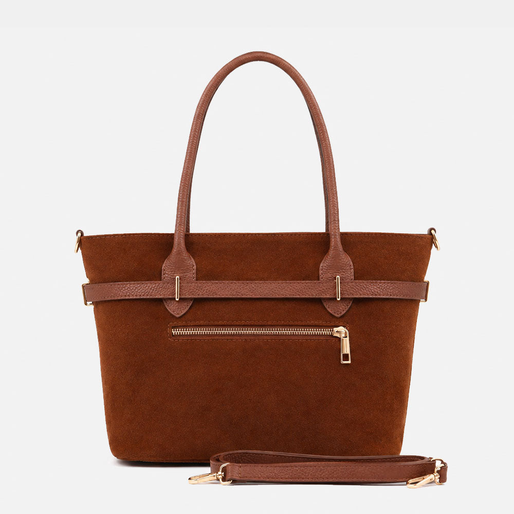 Borsa a Spalla VIAVERDI in Camoscio Marrone Made in Italy linea Castiglione