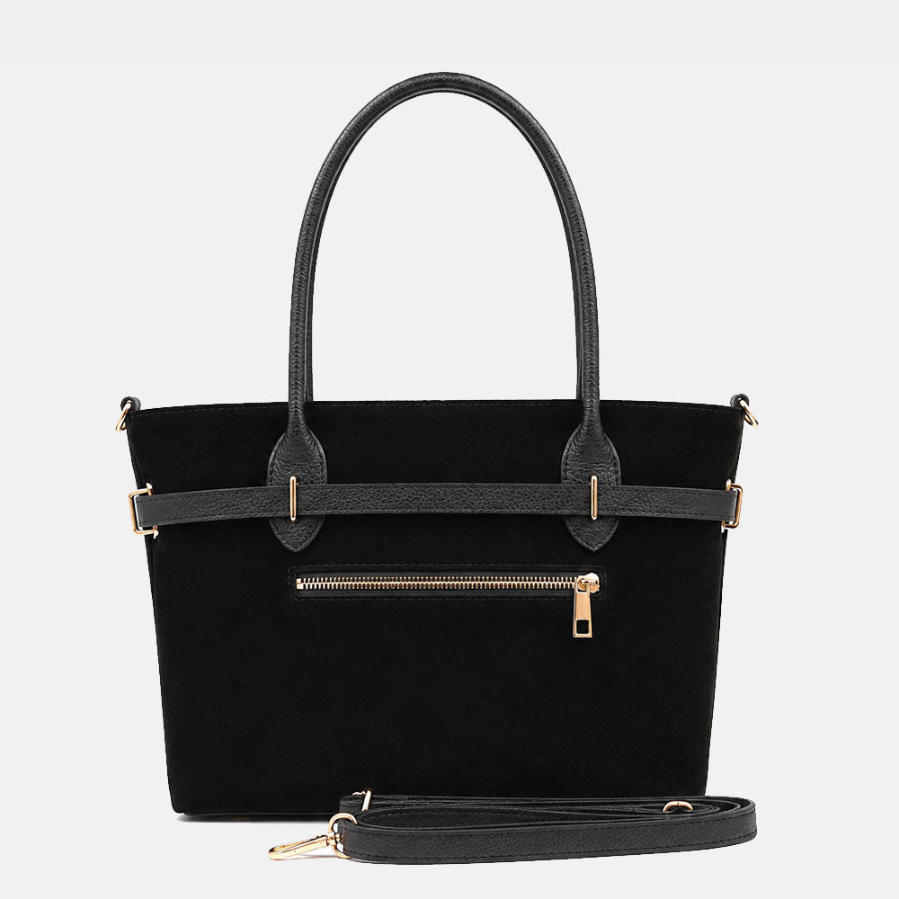 Borsa a Spalla VIAVERDI in Camoscio Nera Made in Italy linea Castiglione