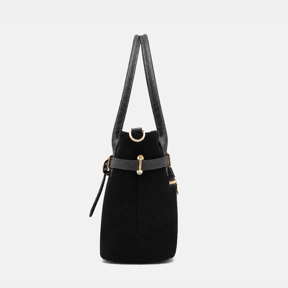 Borsa a Spalla VIAVERDI in Camoscio Nera Made in Italy linea Castiglione