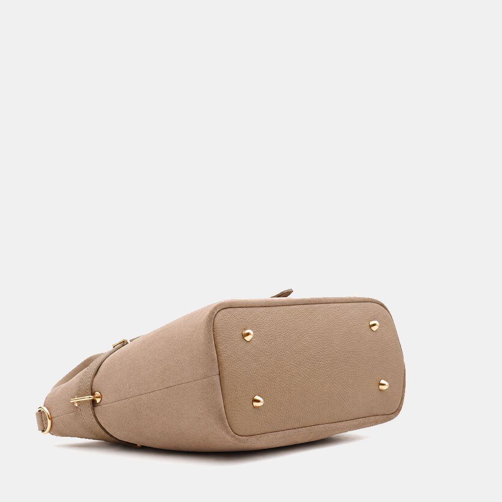 Borsa a Spalla VIAVERDI in Camoscio Taupe Made in Italy linea Castiglione
