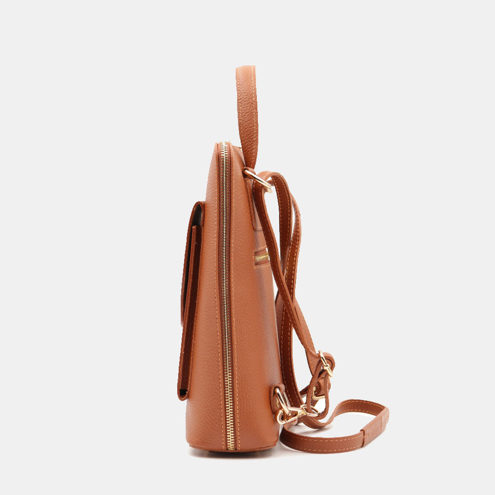 Damen-Lederrucksack VIAVERDI in Lederbraun Made in Italy Linie San Gimignano