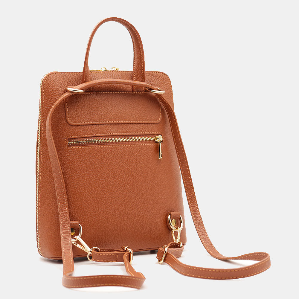 Damen-Lederrucksack VIAVERDI in Lederbraun Made in Italy Linie San Gimignano