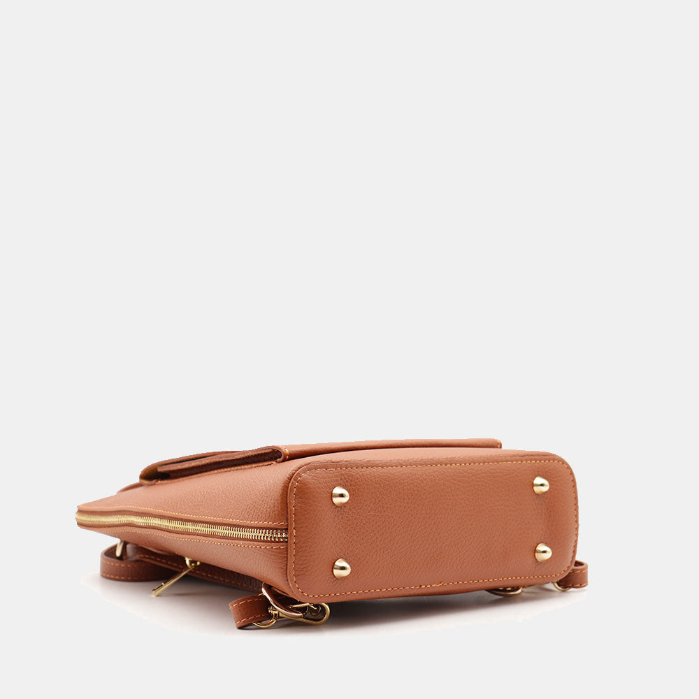 Damen-Lederrucksack VIAVERDI in Lederbraun Made in Italy Linie San Gimignano