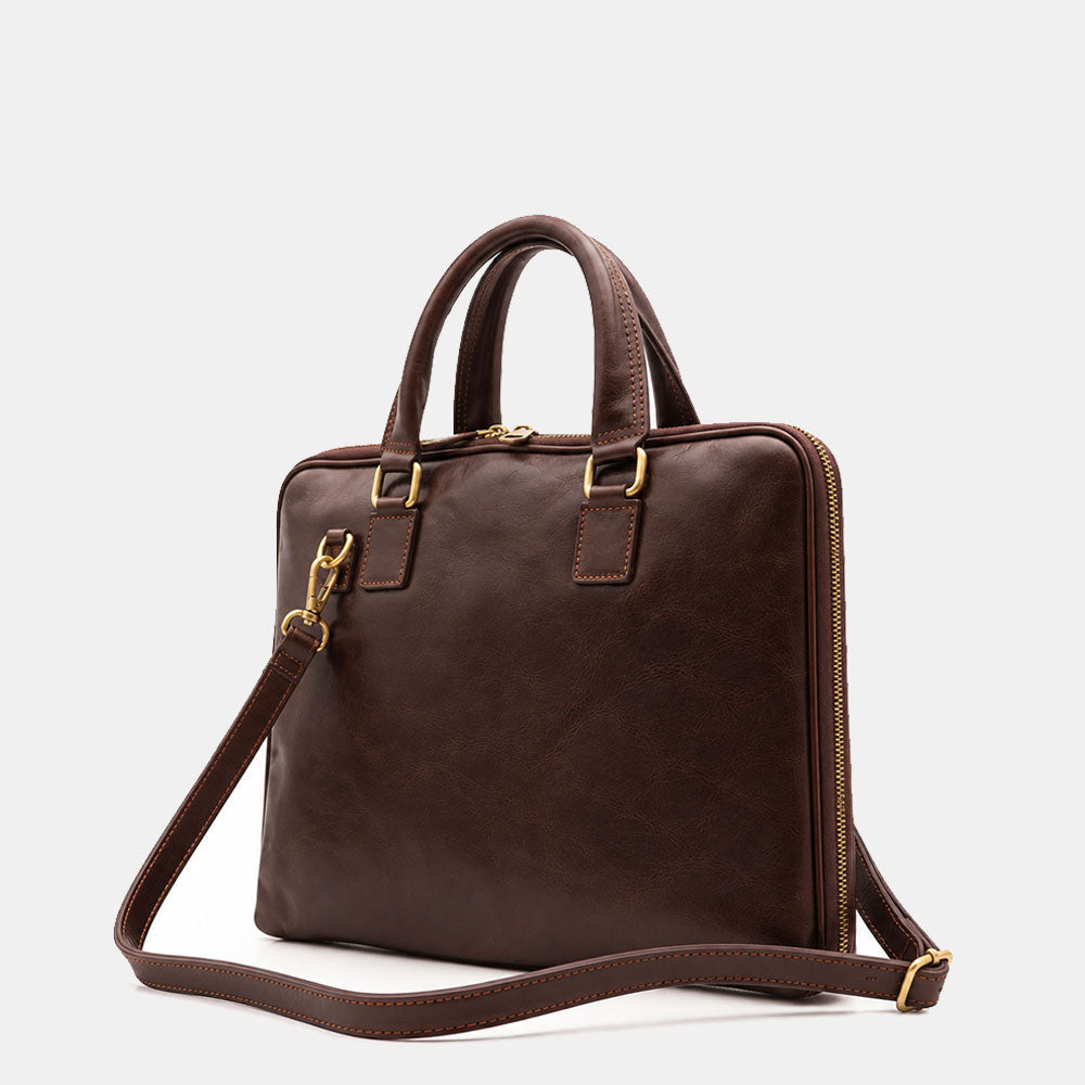 Borsa Sottile Porta Pc 15.6 e Documenti VIAVERDI in Pelle Testa di Moro Made in Italy Linea Firenze