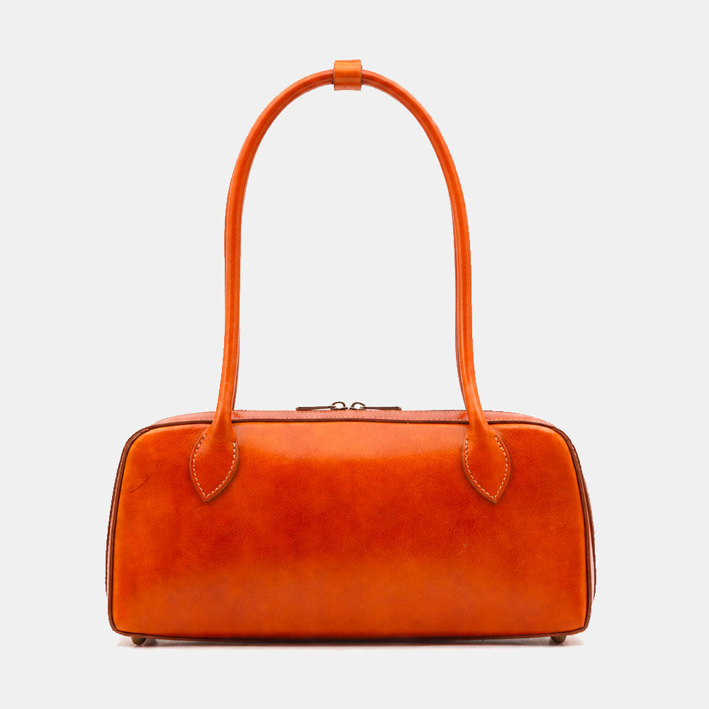 Borsa Donna Bauletto a Spalla Donna VIAVERDI in Pelle color Cuoio Made in Italy linea Firenze