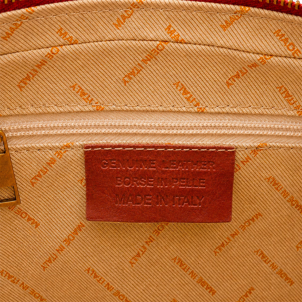 Bowlingtasche ViaVerdi Damen aus Braunem Leder Made in Italy – Linie Firenze
