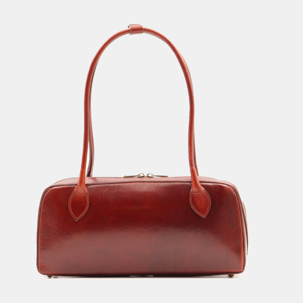 Bowlingtasche ViaVerdi Damen aus Braunem Leder Made in Italy – Linie Firenze

