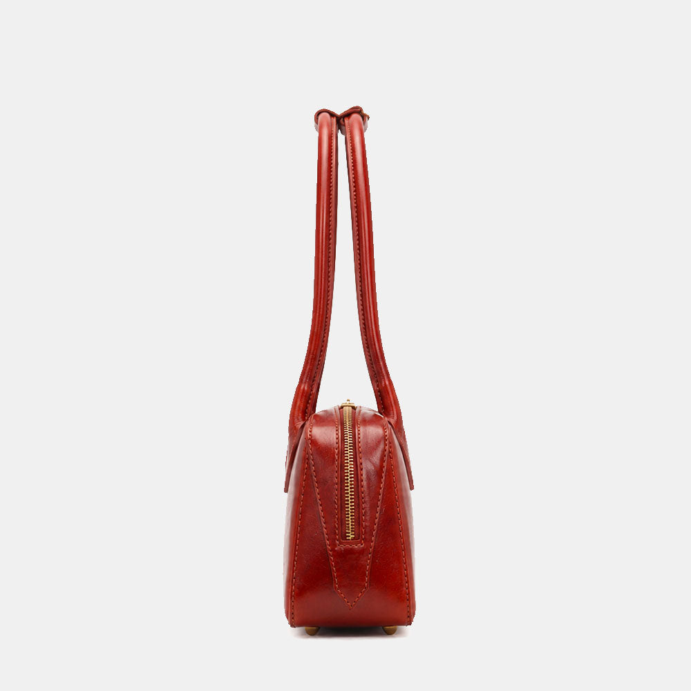Bowlingtasche ViaVerdi Damen aus Braunem Leder Made in Italy – Linie Firenze
