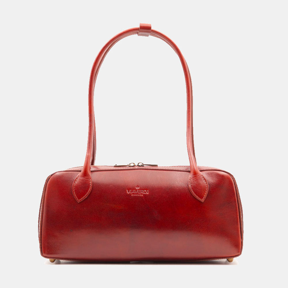 Bowlingtasche ViaVerdi Damen aus Braunem Leder Made in Italy – Linie Firenze
