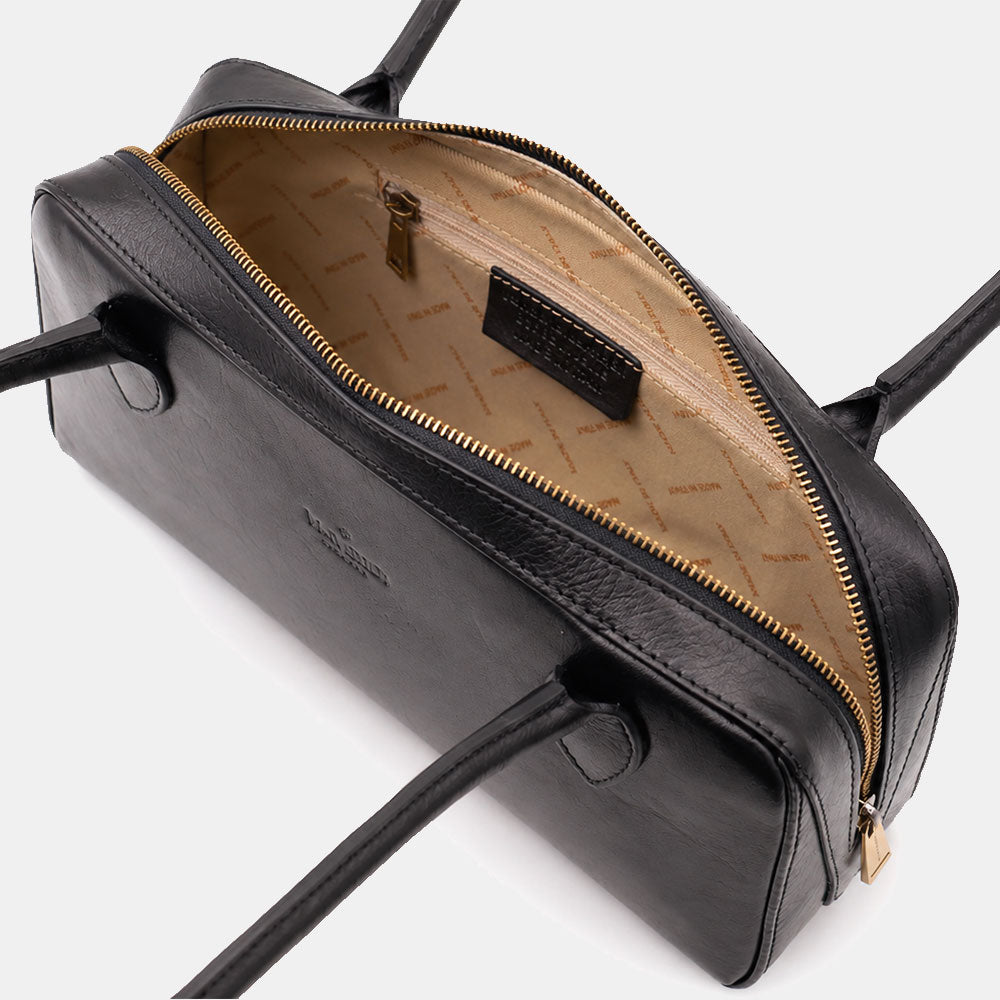 ViaVerdi Bowler Bag in Black Leather, Made in Italy – Line Firenze
