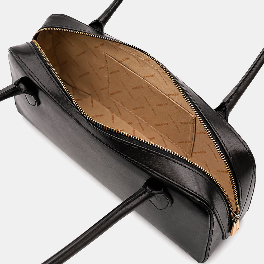 ViaVerdi Bowler Bag in Black Leather, Made in Italy – Line Firenze
