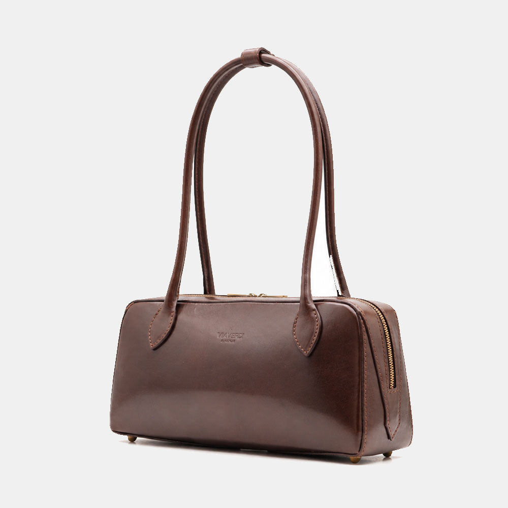 Bowler Bag ViaVerdi in Dark Brown Leather Made in Italy – Line Firenze
