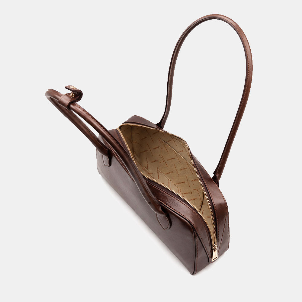 Bowler Bag ViaVerdi in Dark Brown Leather Made in Italy – Line Firenze
