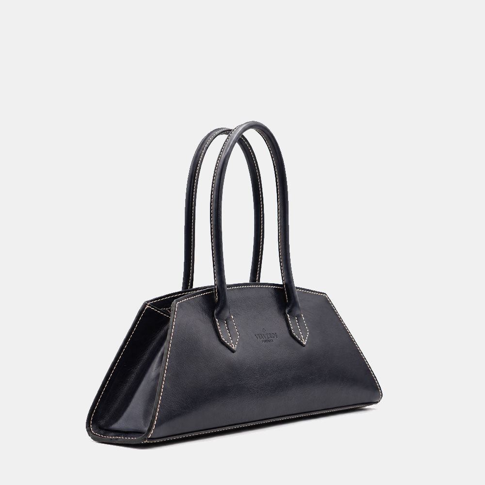 Schultertasche ViaVerdi aus Blauem Leder Made in Italy – Linie Firenze
