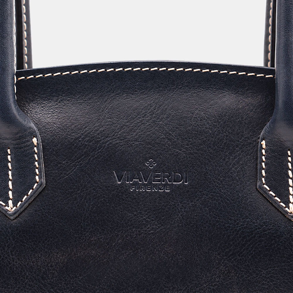 Schultertasche ViaVerdi aus Blauem Leder Made in Italy – Linie Firenze
