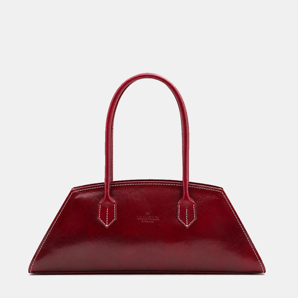 Schultertasche ViaVerdi aus Bordeaux Leder Made in Italy – Linie Firenze
