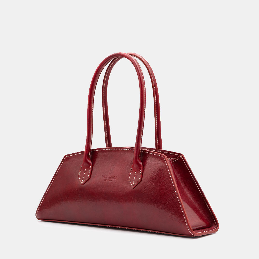 Schultertasche ViaVerdi aus Bordeaux Leder Made in Italy – Linie Firenze
