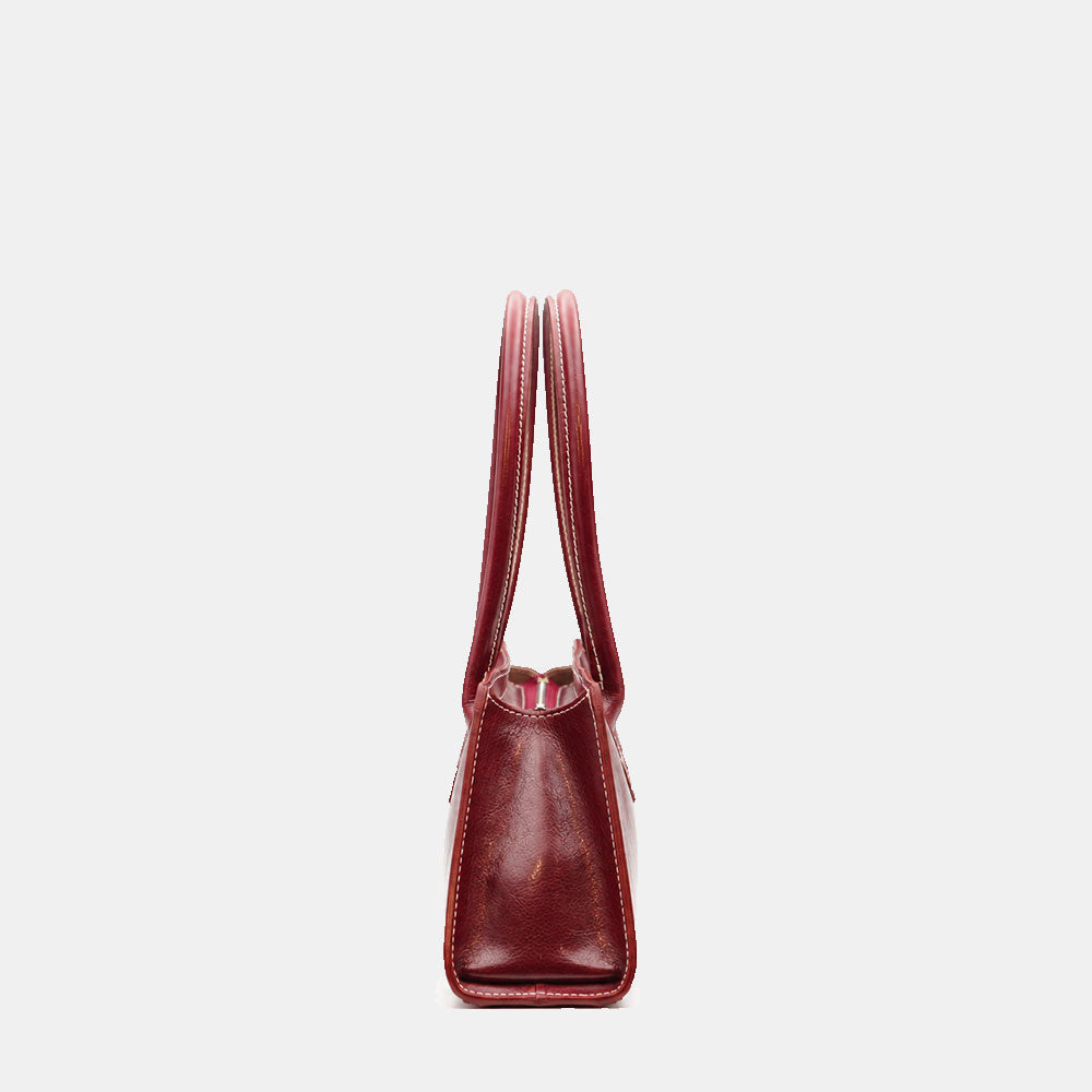 Schultertasche ViaVerdi aus Bordeaux Leder Made in Italy – Linie Firenze
