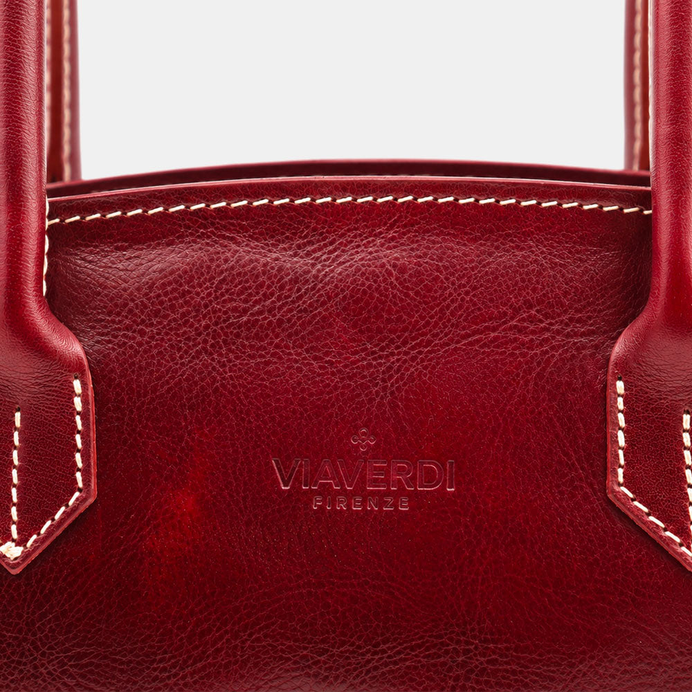Schultertasche ViaVerdi aus Bordeaux Leder Made in Italy – Linie Firenze
