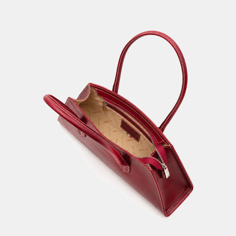 Schultertasche ViaVerdi aus Bordeaux Leder Made in Italy – Linie Firenze
