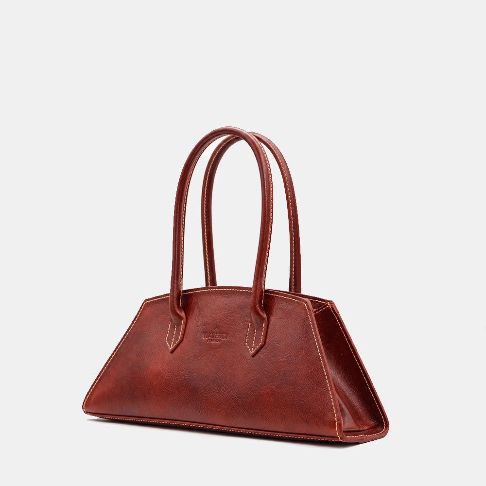 Schultertasche ViaVerdi aus Braunem Leder Made in Italy – Linie Firenze

